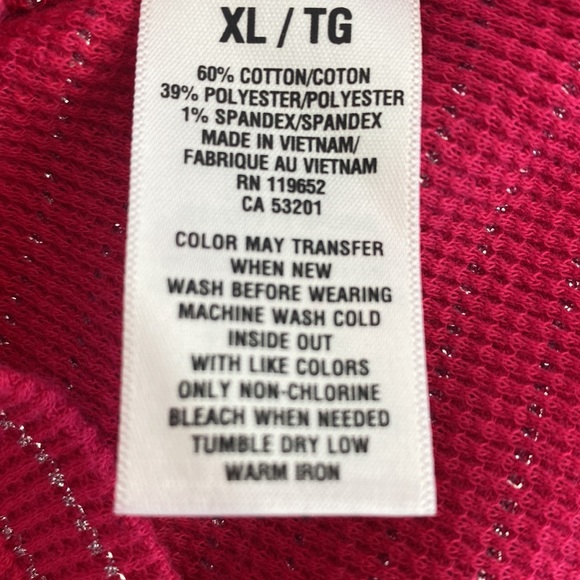 Aeropostale Stretch XL Juniors Hot Pink and silver striped 3/4 sleeve W/ AERO - Picture 11 of 12